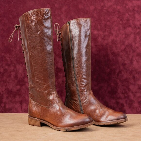 Sofft Women Sharnell II Brown Leather Back Lace-up Rust Riding Knee Boots 9.5 - Picture 1 of 10